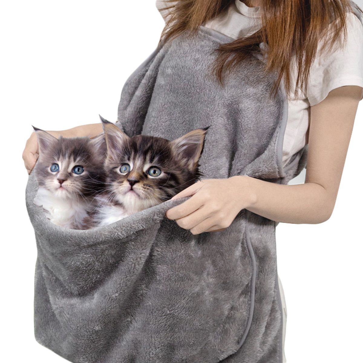 Washable Fleece Cat Apron With Pouch